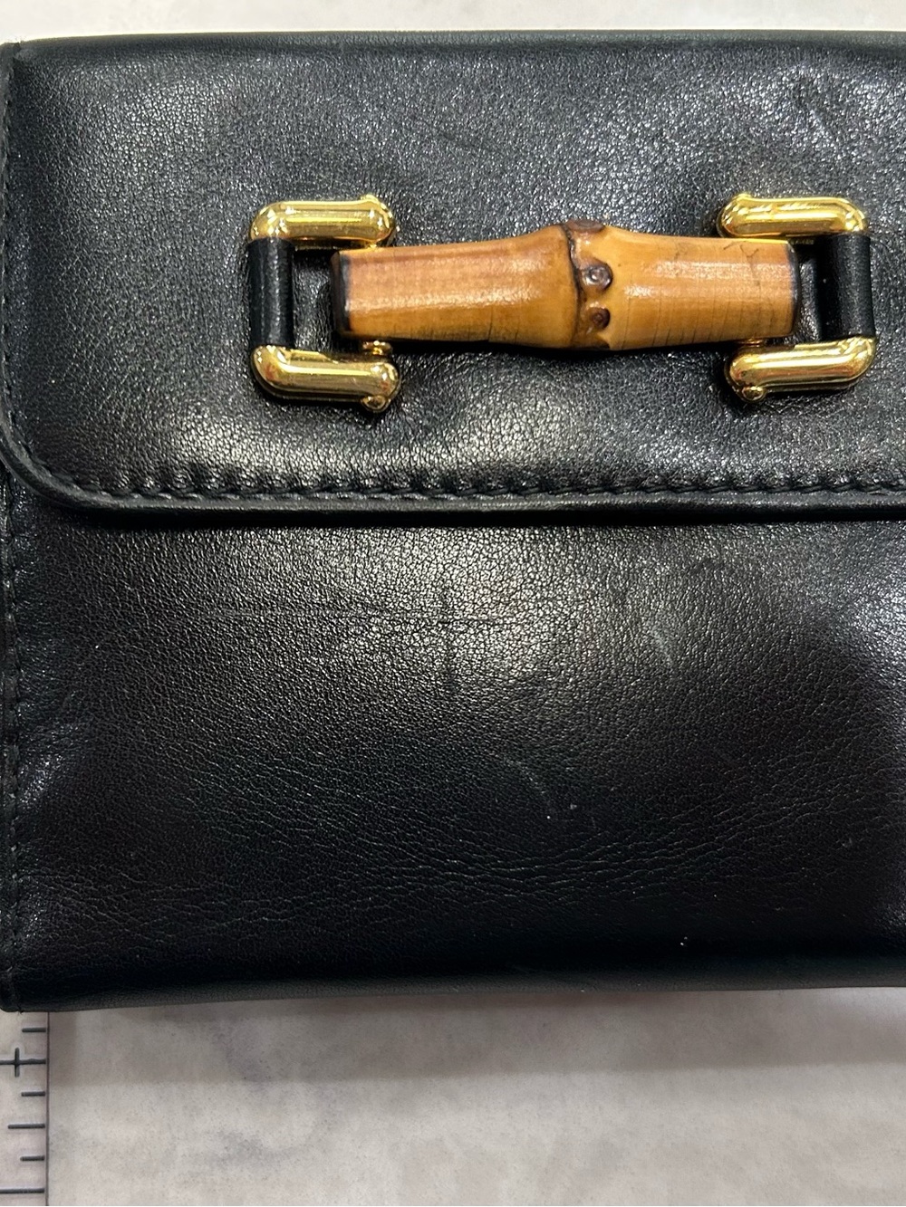 Vintage NEW GUCCI Bamboo Accent Compact Wallet - Picture 5 of 6